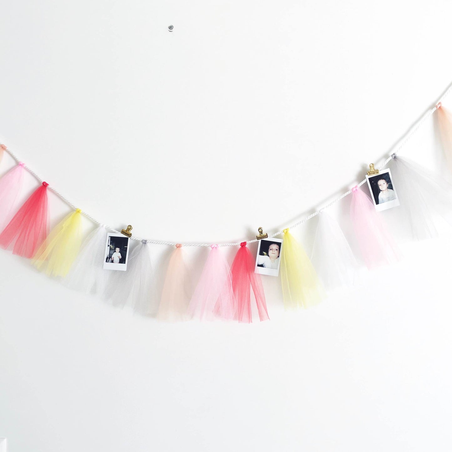 First Birthday Tulle Tassel Photo Bunting: Pastel Party Decor