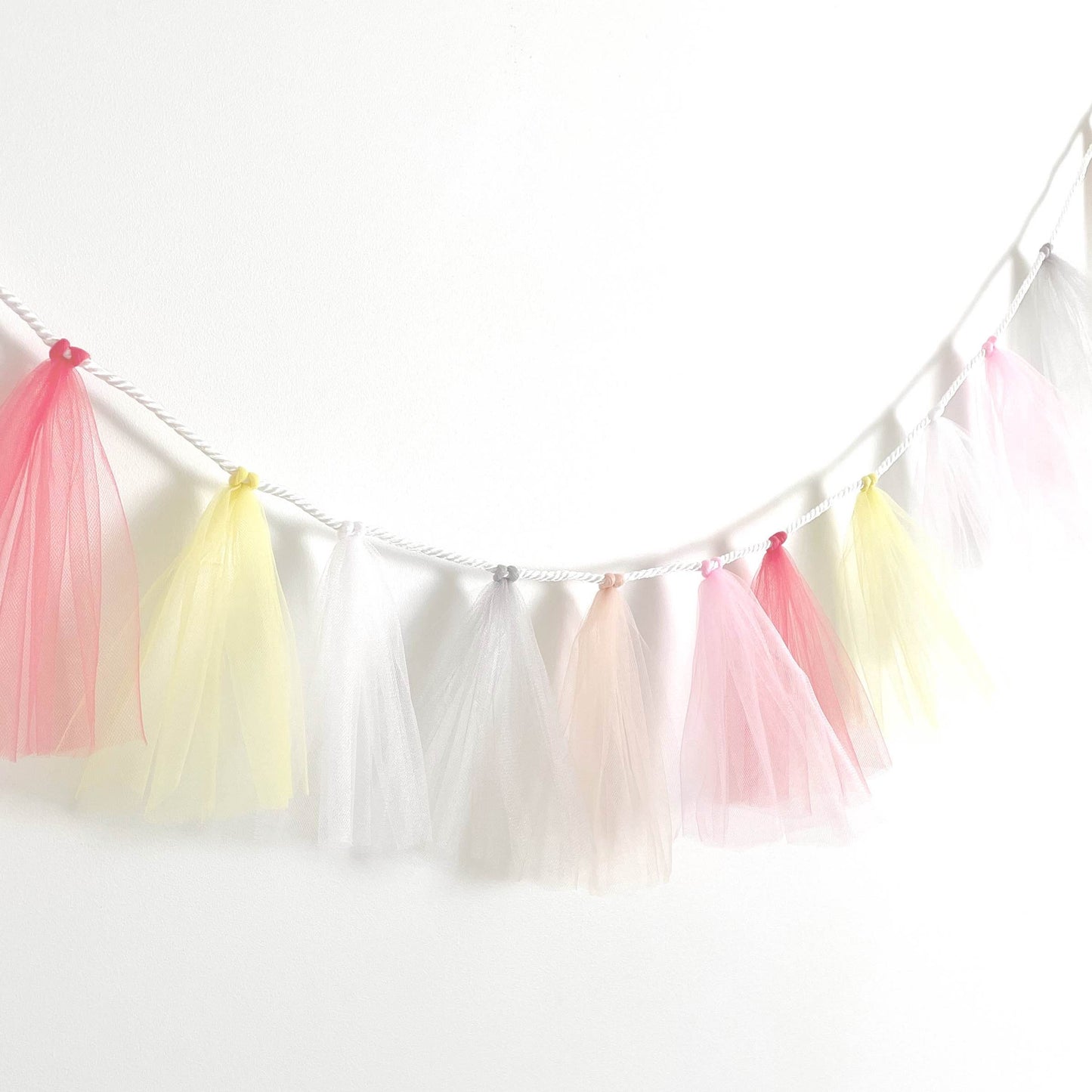 First Birthday Tulle Tassel Photo Bunting: Pastel Party Decor