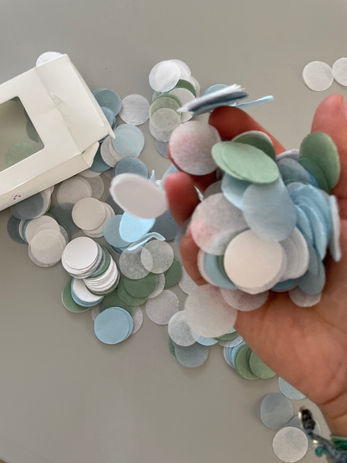 Eco-Friendly Wedding Confetti - Biodegradable Tissue Paper Circles in Dusty Blue, Green, Grey | Sustainable Decor | 15g wedding, birthday