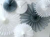 Paper fan party decorations set of 6 grey and white photo backdrop Christmas New Year wall decor baby shower bridal shower Birthday decor