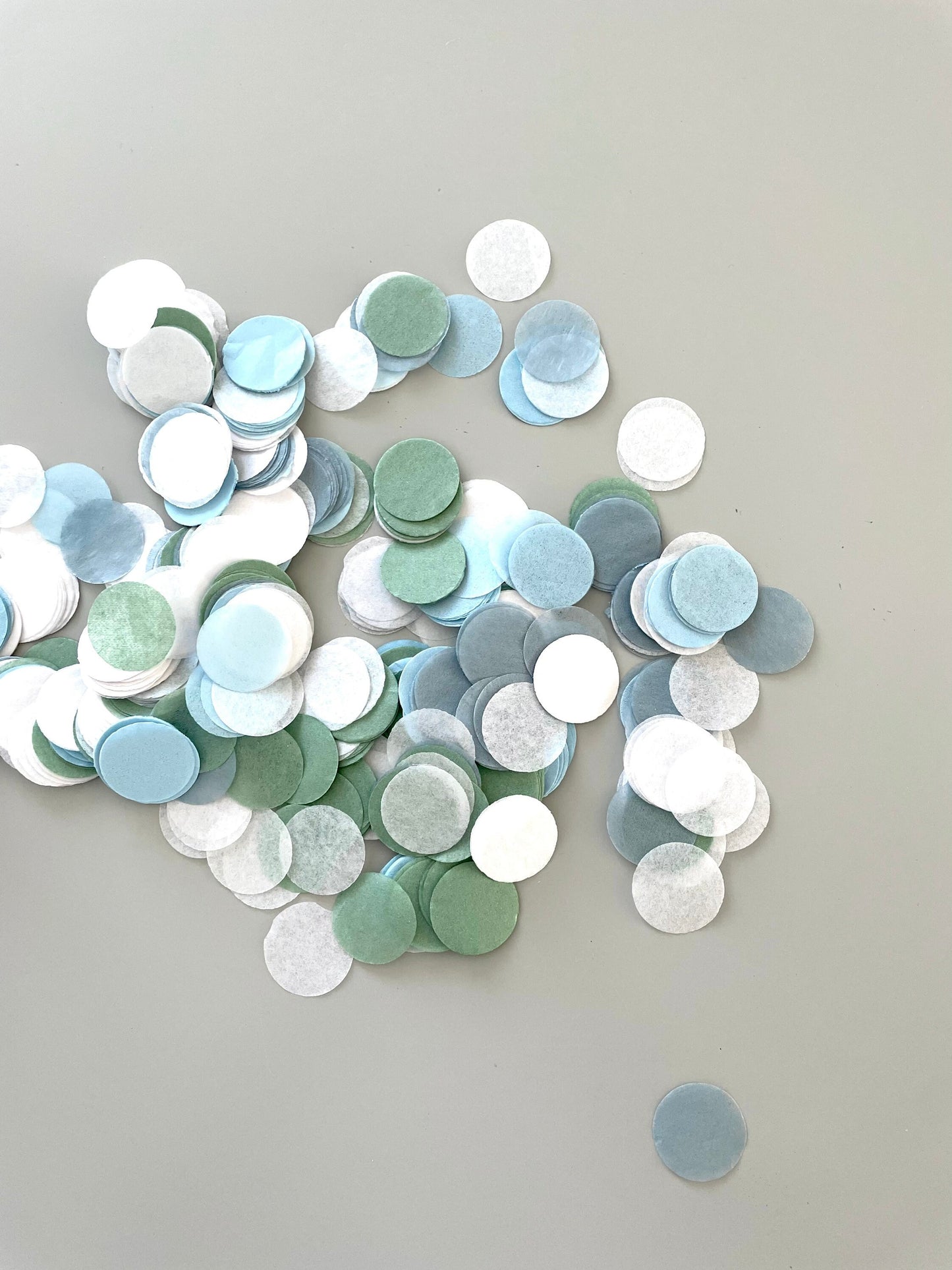 Eco-Friendly Wedding Confetti - Biodegradable Tissue Paper Circles in Dusty Blue, Green, Grey | Sustainable Decor | 15g wedding, birthday