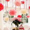 Pink and ivory paper pom pom party decoration set 36 psc mixed sizesstreamers Wedding decorations Paper flowers birthday party baptism decor