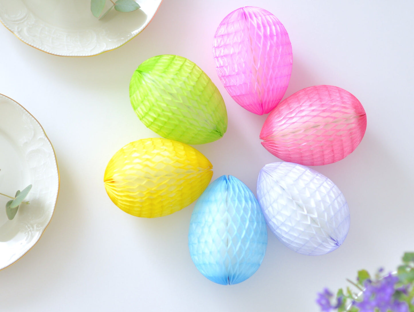 Paper honeycomb Easter egg set 6 Psc Eco friendly reusable Easter Home Table Decor Easter Egg hunt decor Easter gift Baby shower decor