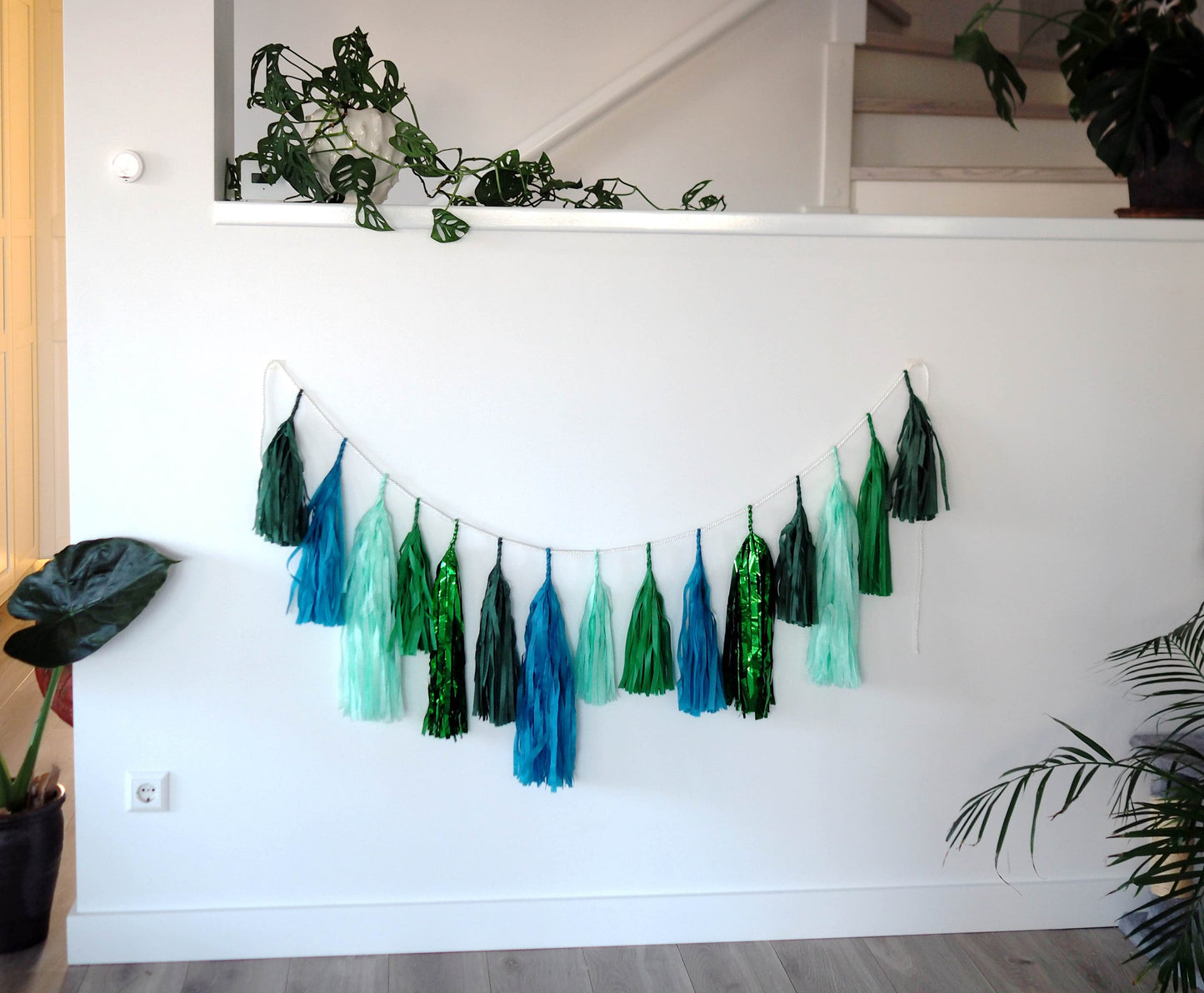Emerald Green peacock Paper Tassel Garland party decorations classy Green Birthday banner, anniversary, wedding ceiling Fringe, baby shower