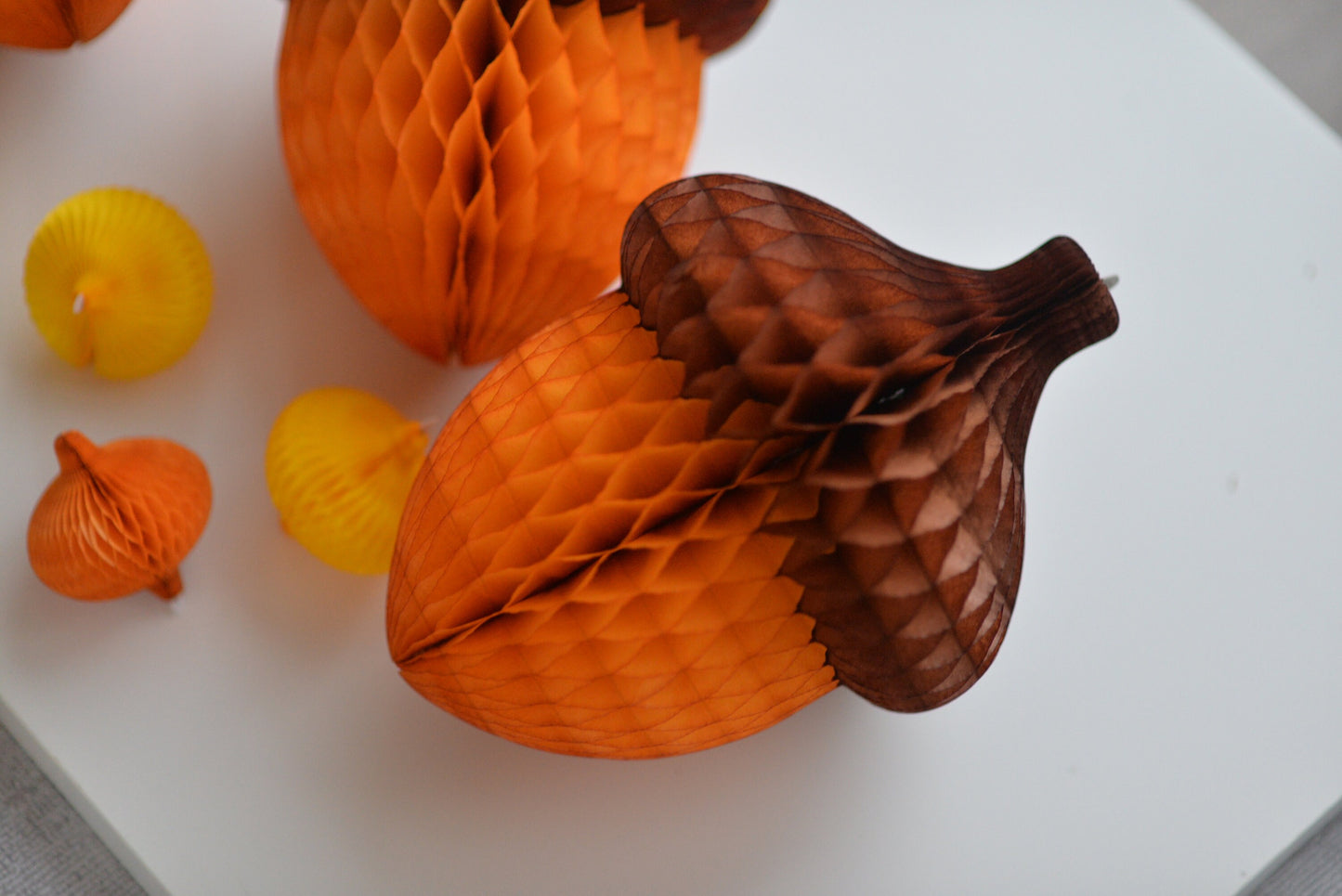 Acorn paper honeycomb forest woodland birthday party decor autumn theme eco friendly decorations - balloon garland add on- table decoratios
