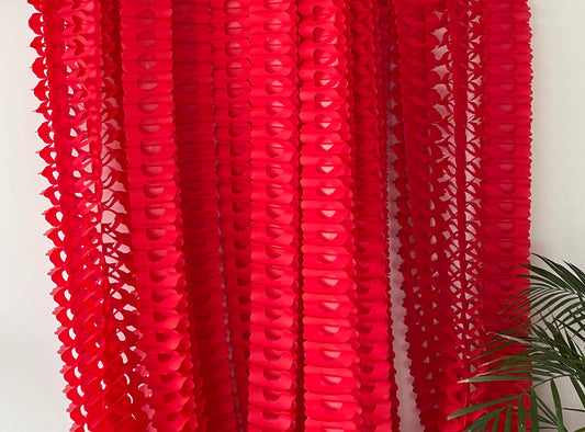 Red Tissue Paper Honeycomb Garland - 11.8ft (360cm) Reusable Party Decoration for Weddings, Birthdays, Baby Showers, Photo Backdrops