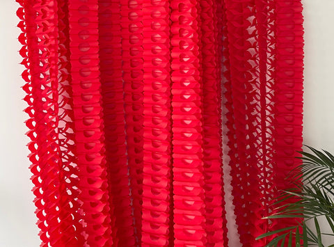 Red Tissue Paper Honeycomb Garland - 11.8ft (360cm) Reusable Party Decoration for Weddings, Birthdays, Baby Showers, Photo Backdrops