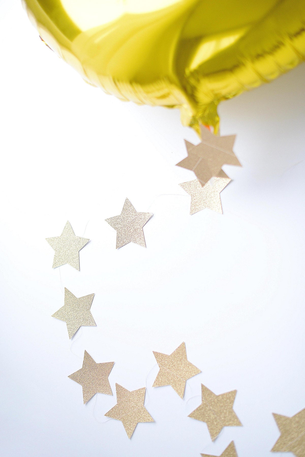 Gold Glitter Star Garland: Stitched Paper Party Decor