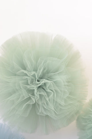 Dusty green Tulle Pom Poms  4 size available, sage green wedding decorations , baby shower, nursery, room decor, summer party decorations