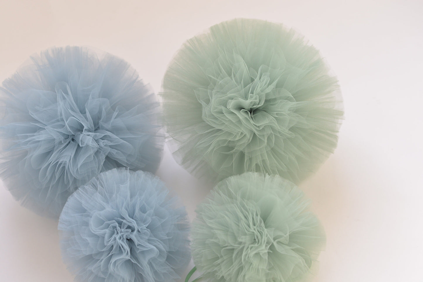 Dusty green Tulle Pom Poms  4 size available, sage green wedding decorations , baby shower, nursery, room decor, summer party decorations