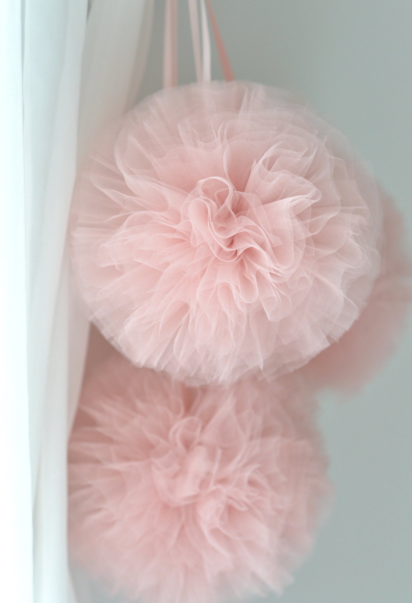 Rose gold Tulle Pom Poms | pink wedding decor | Tulle balls - wedding decorations  - baby shower  - baby girl