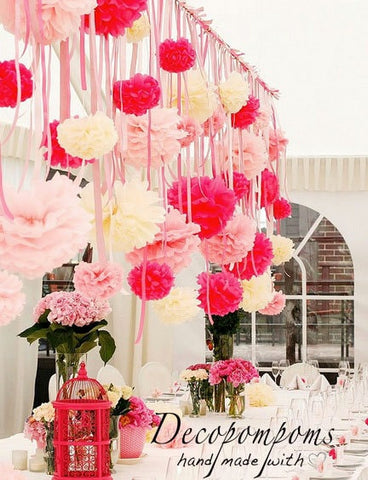 Wedding pom pom set of 75 | Tissue paper pom pom set | Party decoration set | Wedding reception decor