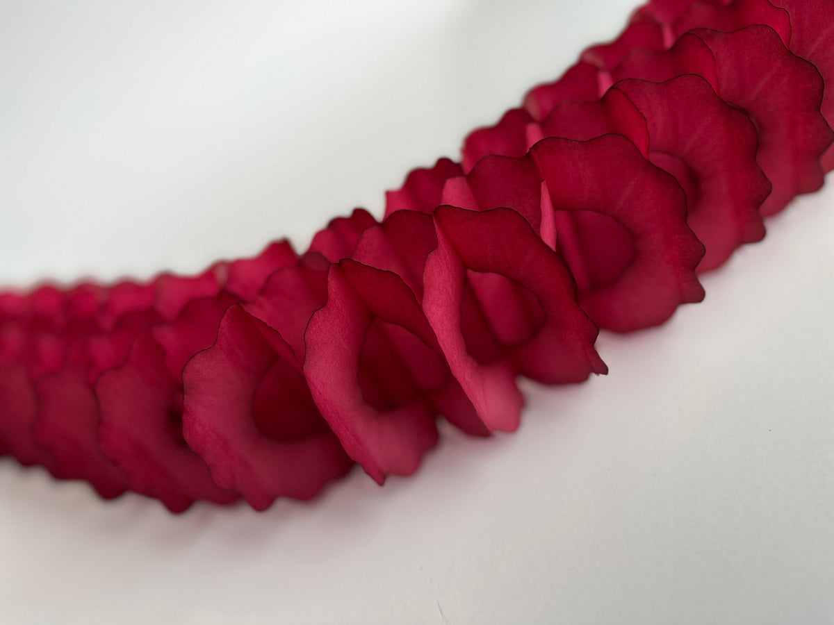 Burgundy Tissue Paper Honeycomb Garland - 11.8ft (360cm) Reusable, Eco-Friendly Party Decoration for Weddings, Birthdays, Baby Showers