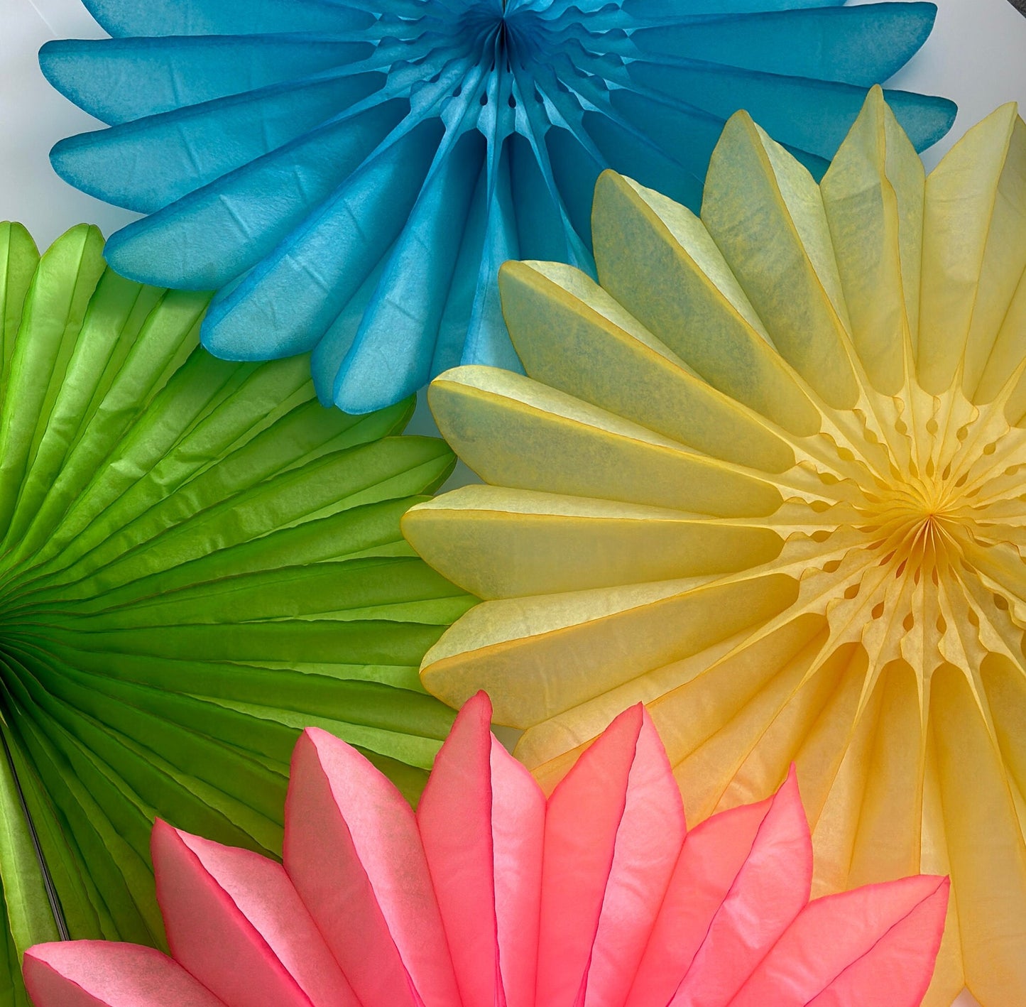 Paper Fan party decoration set 4 psc huge size 26'/ 67cm yellow pink green blue wedding birthday party baby shower summer home decor gift