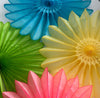 Paper Fan party decoration set 4 psc huge size 26'/ 67cm yellow pink green blue wedding birthday party baby shower summer home decor gift