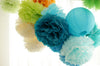 Paper pom poms Party decoration set of 6  and Paper lantern in custom colours- wedding, birthday party, baby shower, bridal shower decor