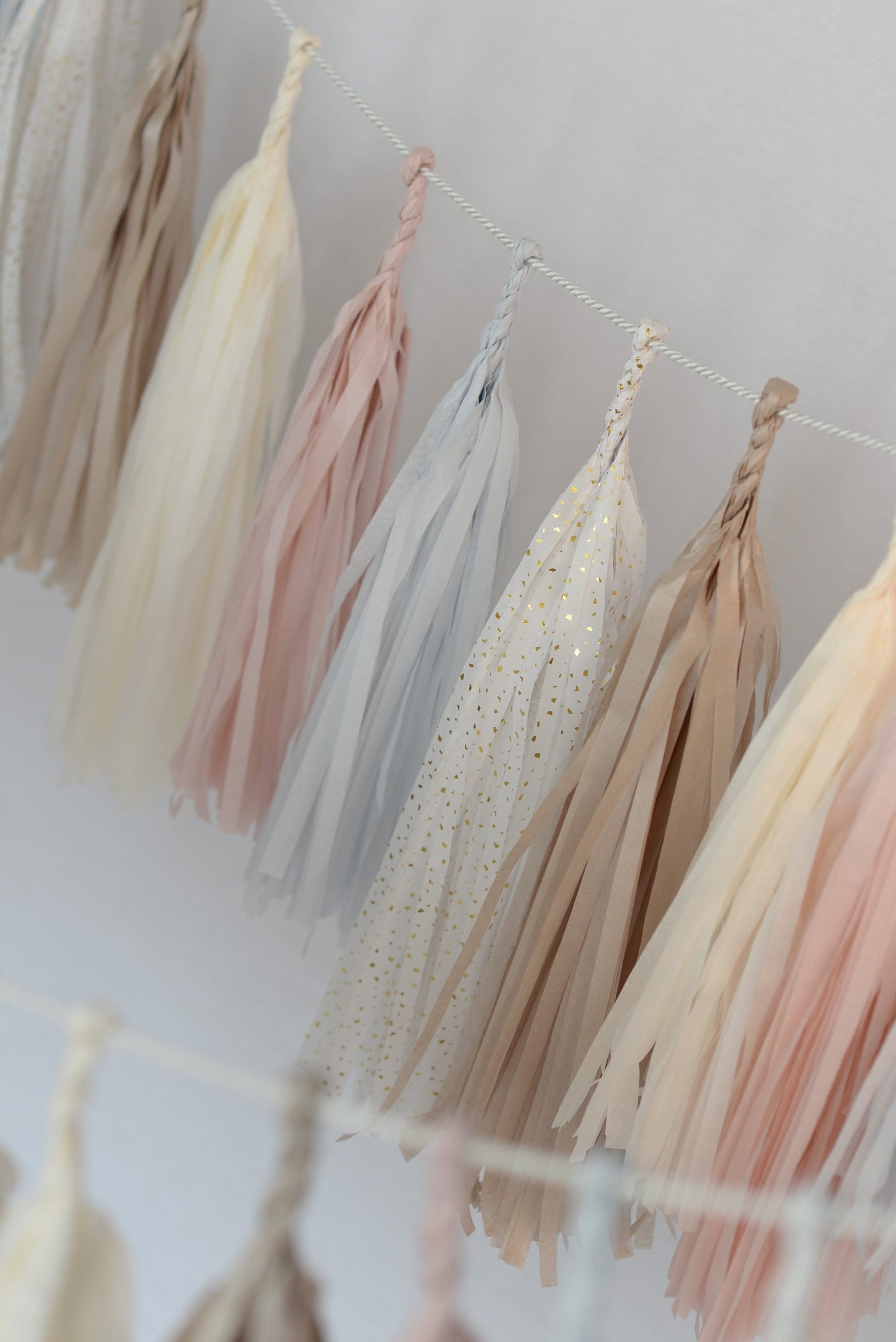 Dusty Blush and Nude Paper Tassel Garland – Handmade Party Decor for Weddings, Baby Showers, Birthdays & Nursery Decorations