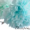 12 large size tissue paper pom pom party decoration set 14”/37cm mint, light blue, ivory,  green paper flower wedding birthday baby shower