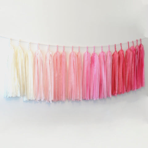 OMBRE PINK paper Tassel Garland birthday party bunting fully made  wedding decor backdrop girls 1st birthday  baby shower ideas bridal showe