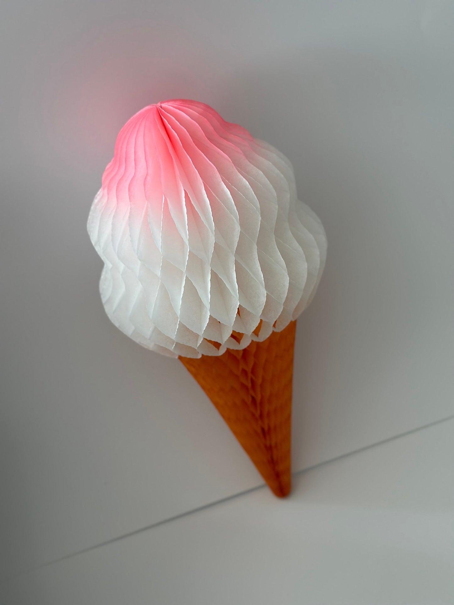 Ice Cream Cone Paper Honeycomb - 38cm Birthday Party Decor, Dessert Shop Display, Photo Booth Props, Classroom, Dessert Table Decorations