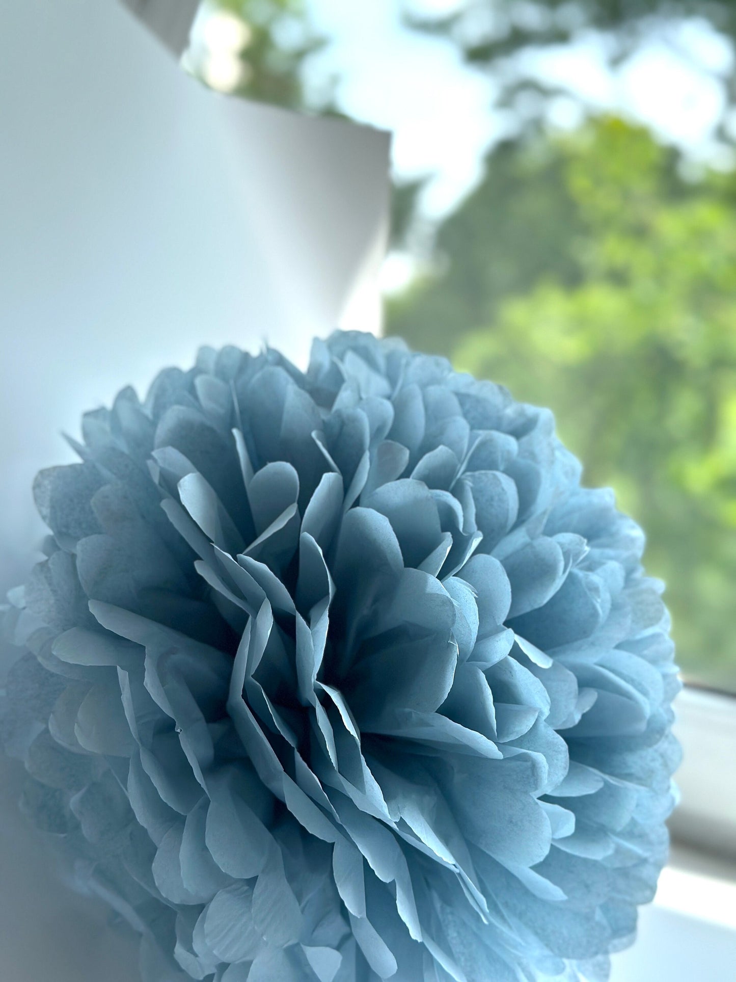 Dusty blue Paper pom pom | antique blue Boy baby shower decor | dusky blue Wedding venue decor | Birthday decorations