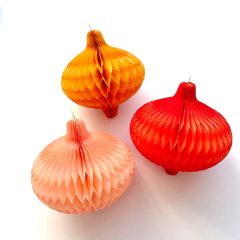 Mini paper baubles honeycomb decorations - 3 PSC  mustard, peach, coral wedding Fall autumn paper decorations fall baby shower decor gift