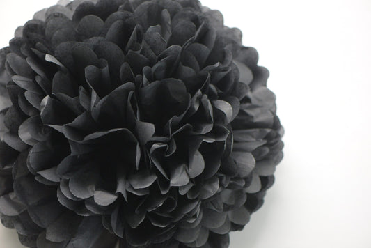 Black Paper pom pom party decorations for wedding, birthday party, halloween, hen party paper flowers fall decor
