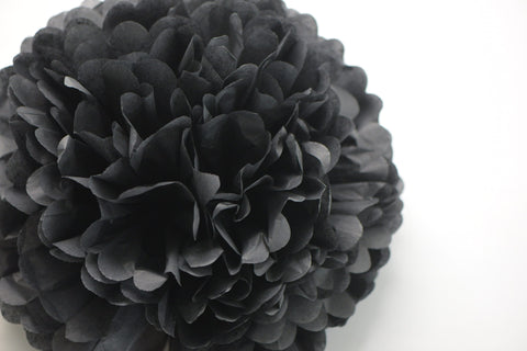 Black Paper pom pom party decorations for wedding, birthday party, halloween, hen party paper flowers fall decor