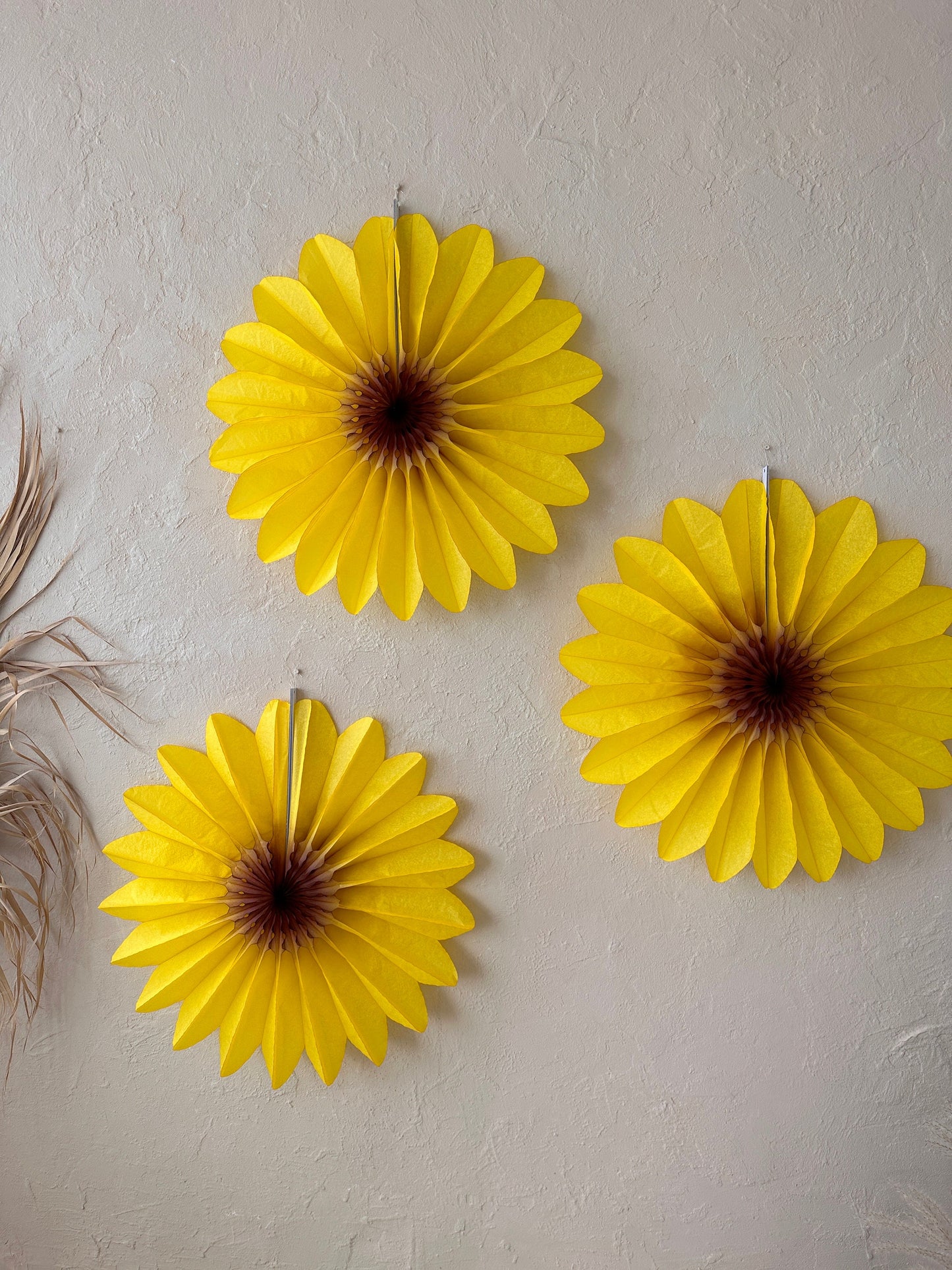 Yellow Paper flower fans 3psc  sunflowers Huge Paper Fan Party Decorations fall part decorations Wedding,  birthday party, baby shower decor