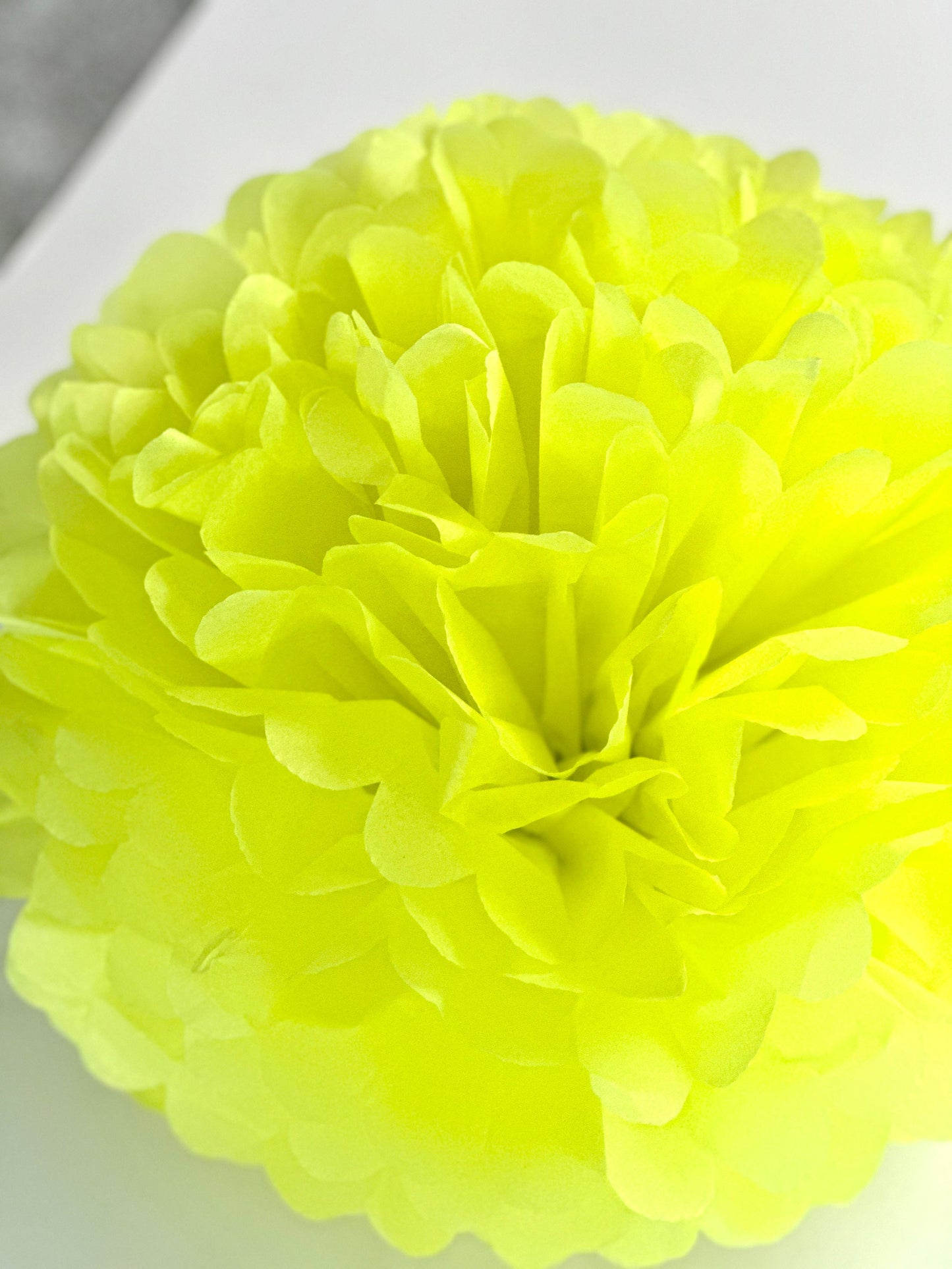 Limon Paper pom pom party decorations neon yellow paper flower ball wedding, bridal shower, birthday decor fluorescent yellow eco friendly