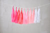 Ombre pink paper Tassel Garland birthday party bunting fully made  baby shower baby pink hot pink decor high chair decor