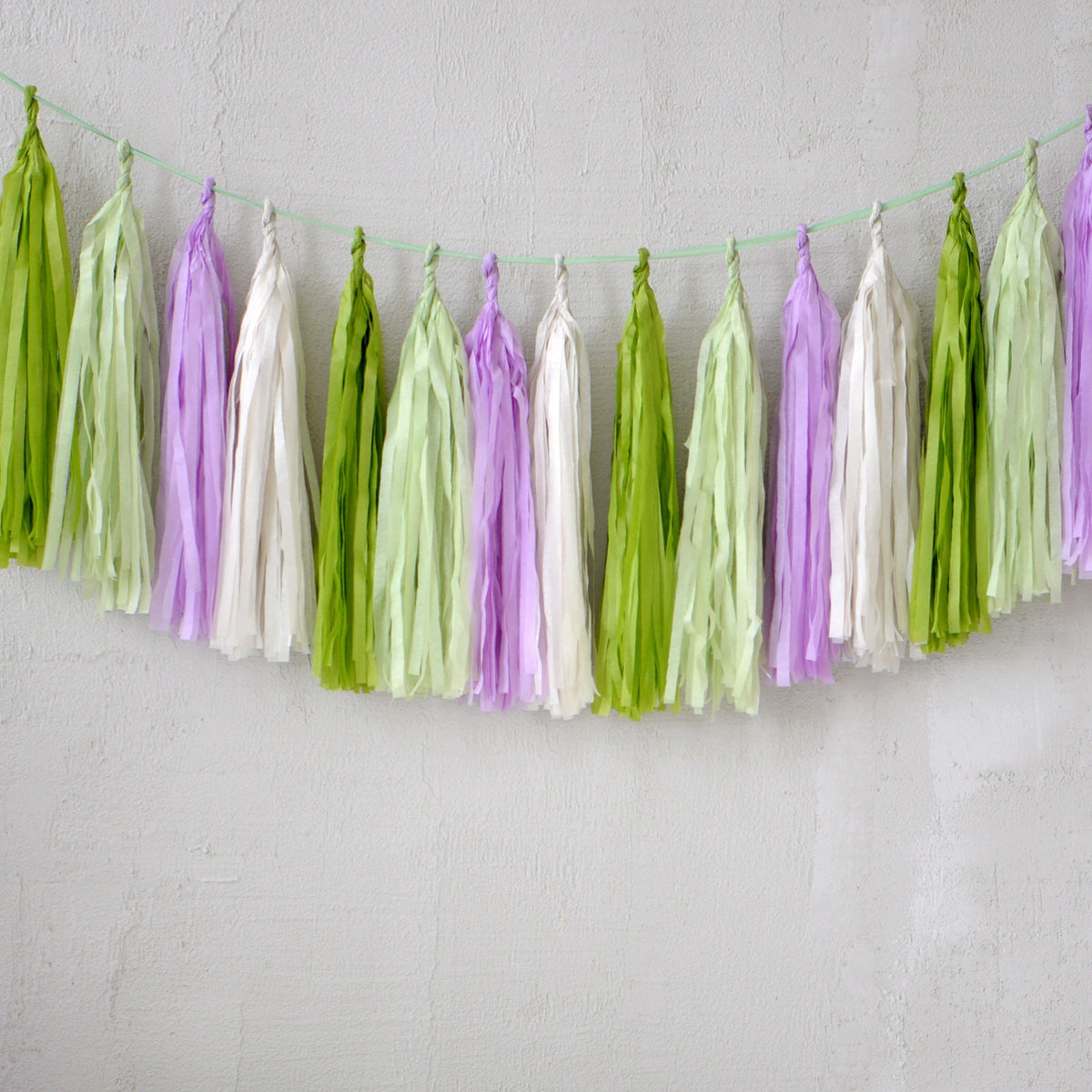 Green & Lilac Paper Tassel Garland: Party Decorations, Balloon Tail