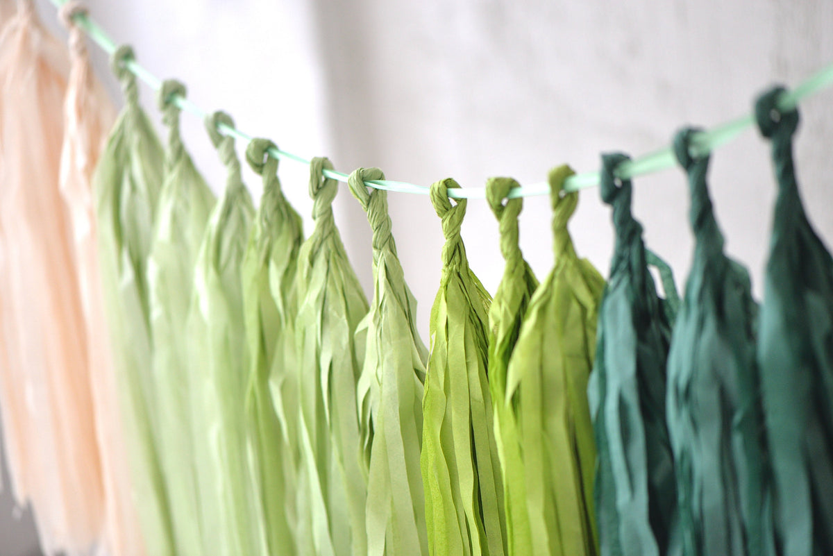 Sage Green Paper Tassel Garland Handmade Party Banner
