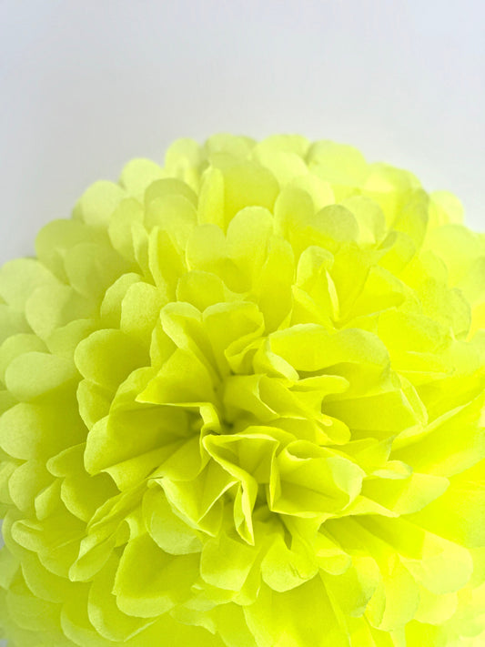 Limon Paper pom pom party decorations neon yellow paper flower ball wedding, bridal shower, birthday decor fluorescent yellow eco friendly