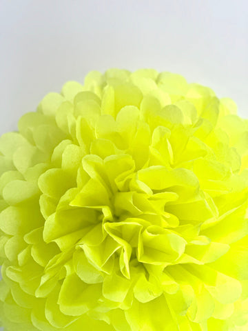 Limon Paper pom pom party decorations neon yellow paper flower ball wedding, bridal shower, birthday decor fluorescent yellow eco friendly