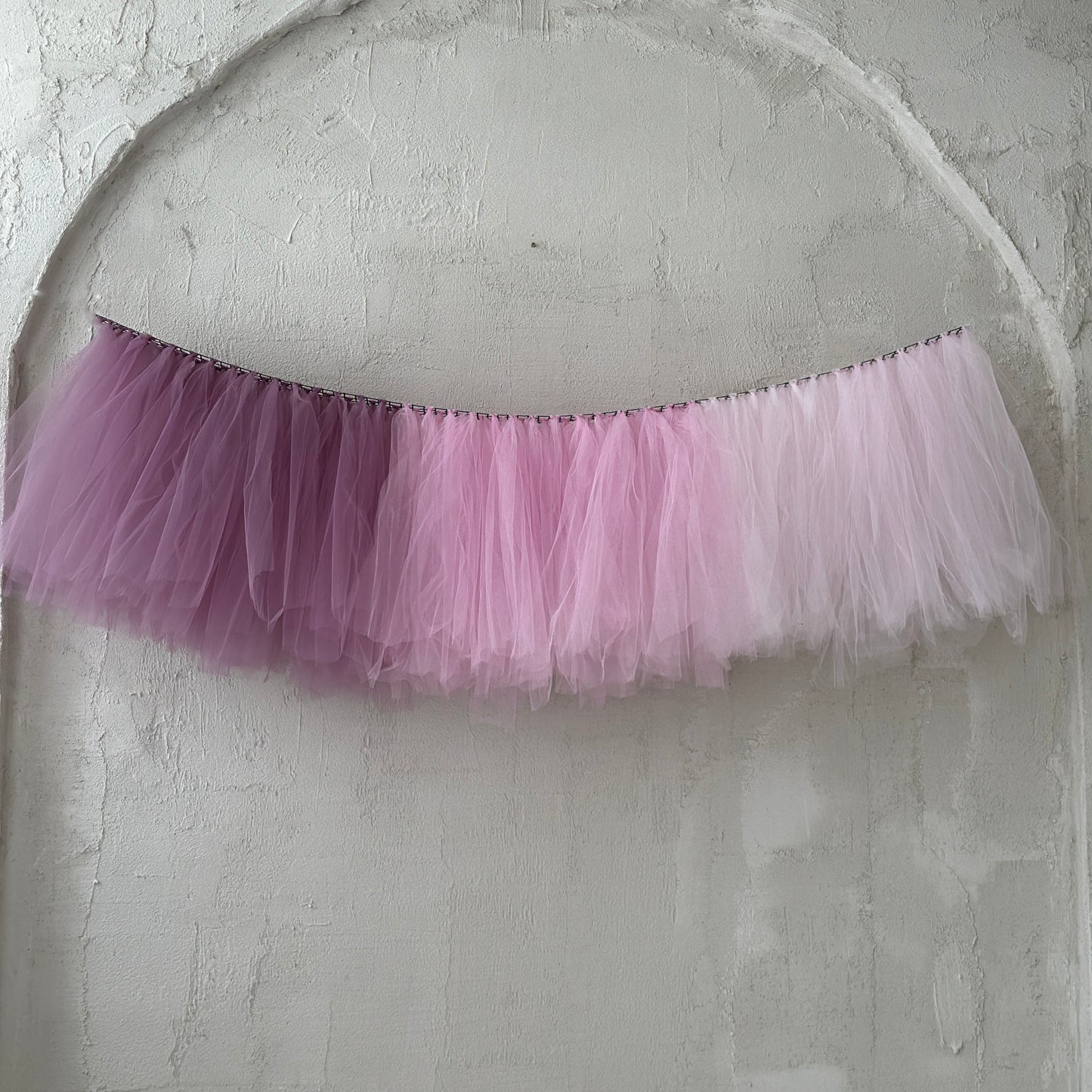Dusty Pink & Purple Ceiling Fringe Garland – Tulle Party Decoration for Baby Shower, Wedding, Bridal Shower