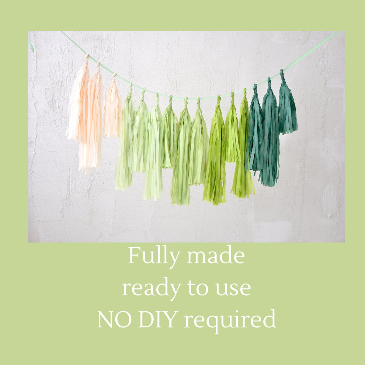 Sage Green Paper Tassel Garland Handmade Party Banner