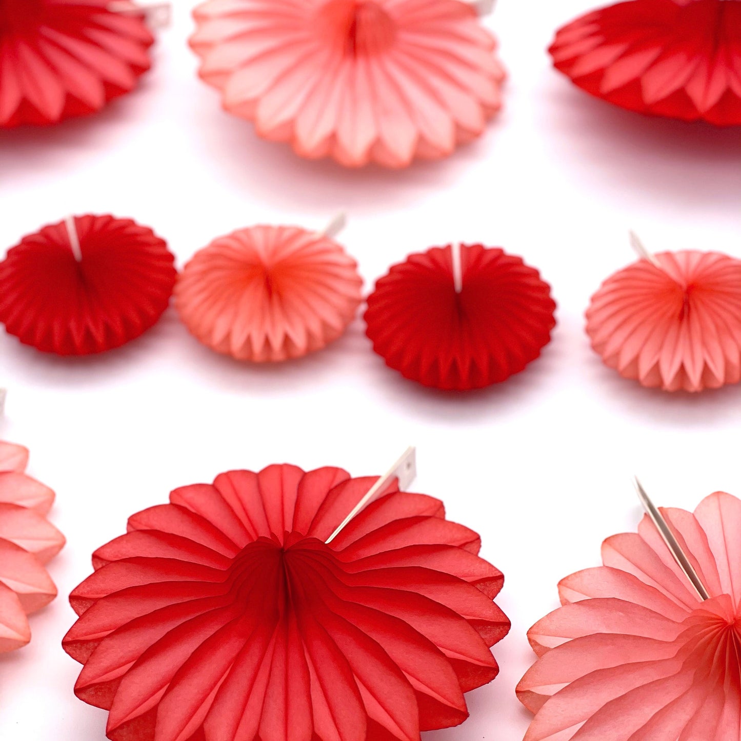 Coral peach orange Mini paper fans 5 fans set Christmas tree decorations Holiday home baby shower Wedding birthday party table decorations