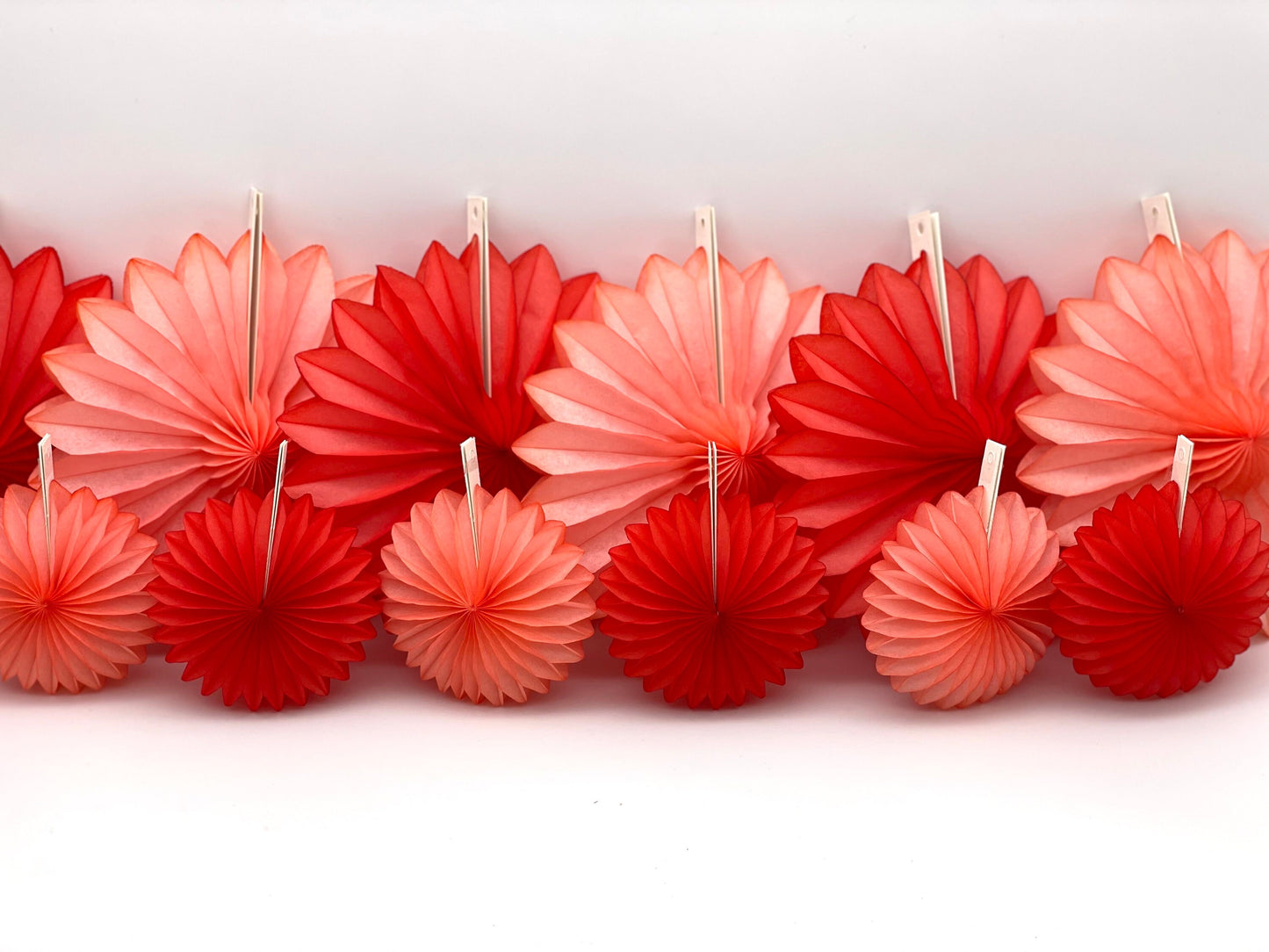 Coral peach orange Mini paper fans 5 fans set Christmas tree decorations Holiday home baby shower Wedding birthday party table decorations