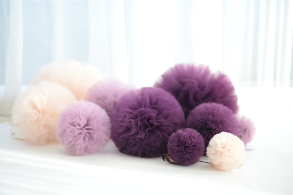 Tulle pom poms set of  2 | Large tulle balls | Kids birthday decor