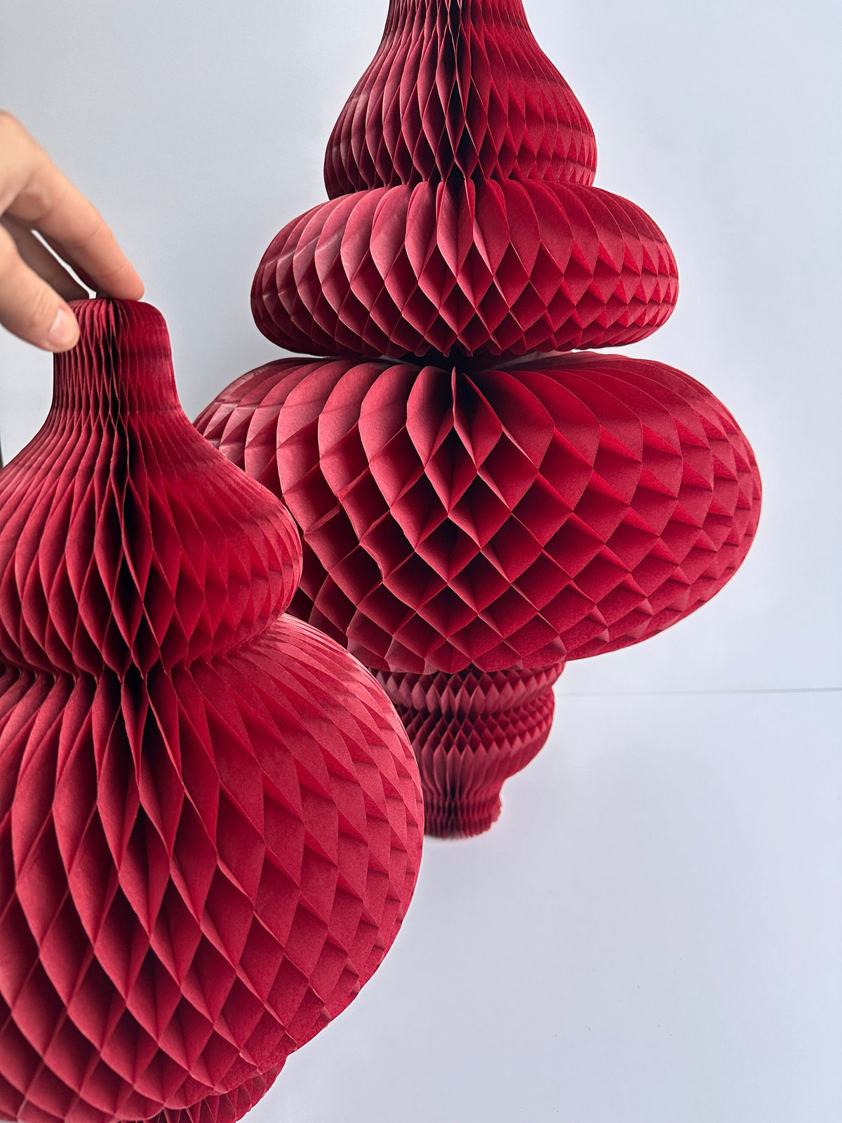 Burgundy Tissue Paper Honeycomb Ornaments: Wedding, Christmas Decor