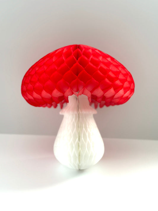 Large 3D Paper Honeycomb Mushroom - 46cm (18") Forest Fairy Party Decor, Toadstool for Fall Baby Shower, Woodland Birthday Decorations