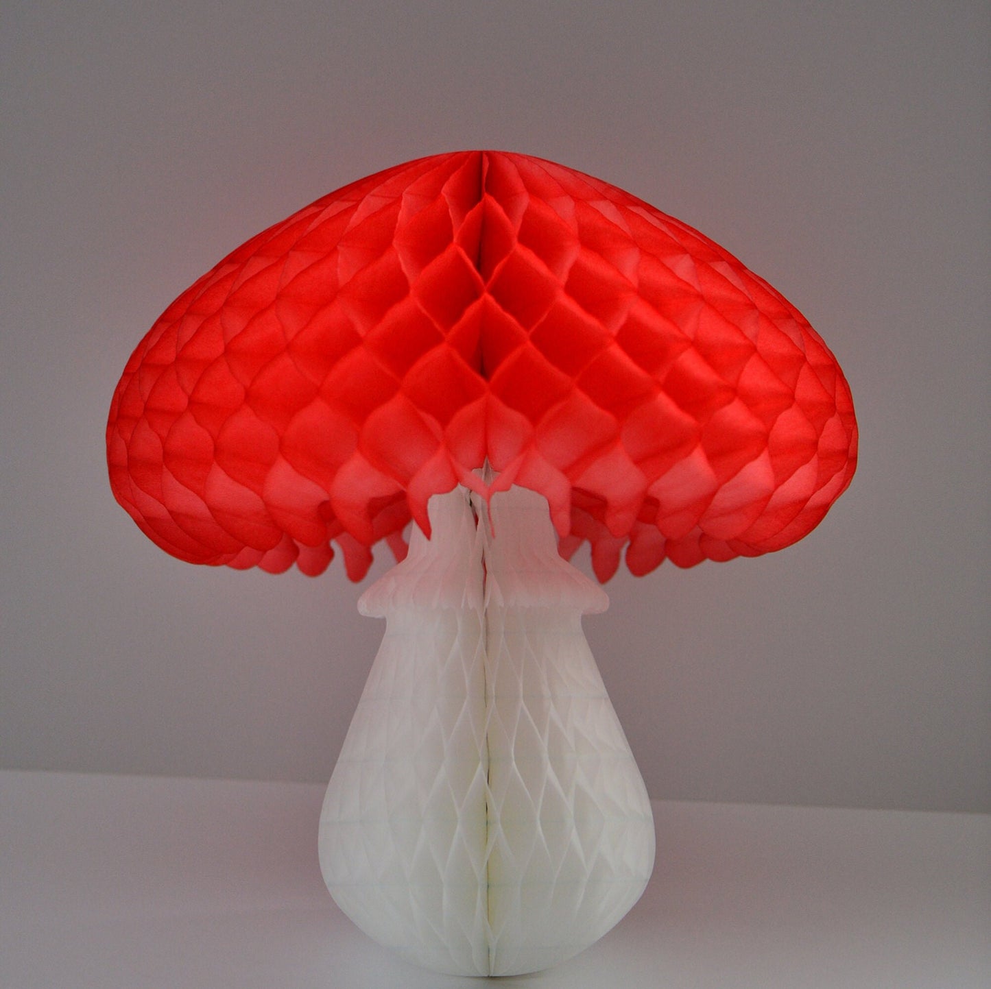 Large 3D Paper Honeycomb Mushroom - 46cm (18") Forest Fairy Party Decor, Toadstool for Fall Baby Shower, Woodland Birthday Decorations