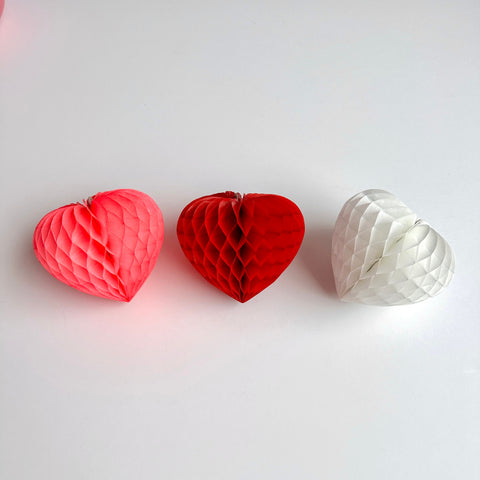 Paper heart honeycomb Hanging paper decorations  3x10 cm pink red white Heart Valentines day Wedding decor party favor mothers day gift