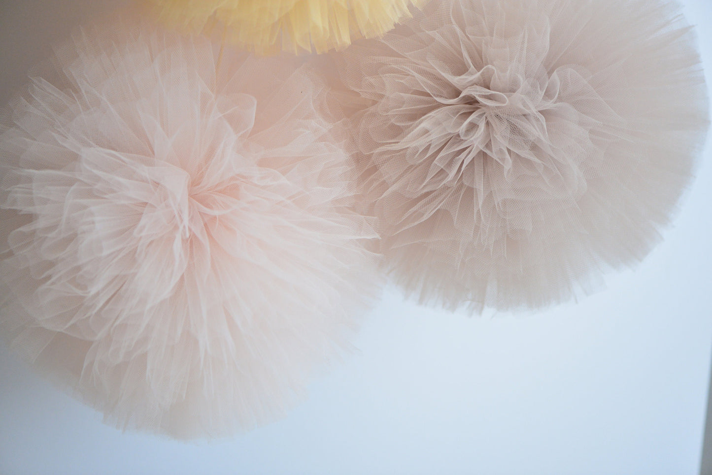 Pale peach gold Tulle Pom Pom party decorations various sizes wedding neutral baby shower nursery birthday party  decor Pom Pom Wand gift