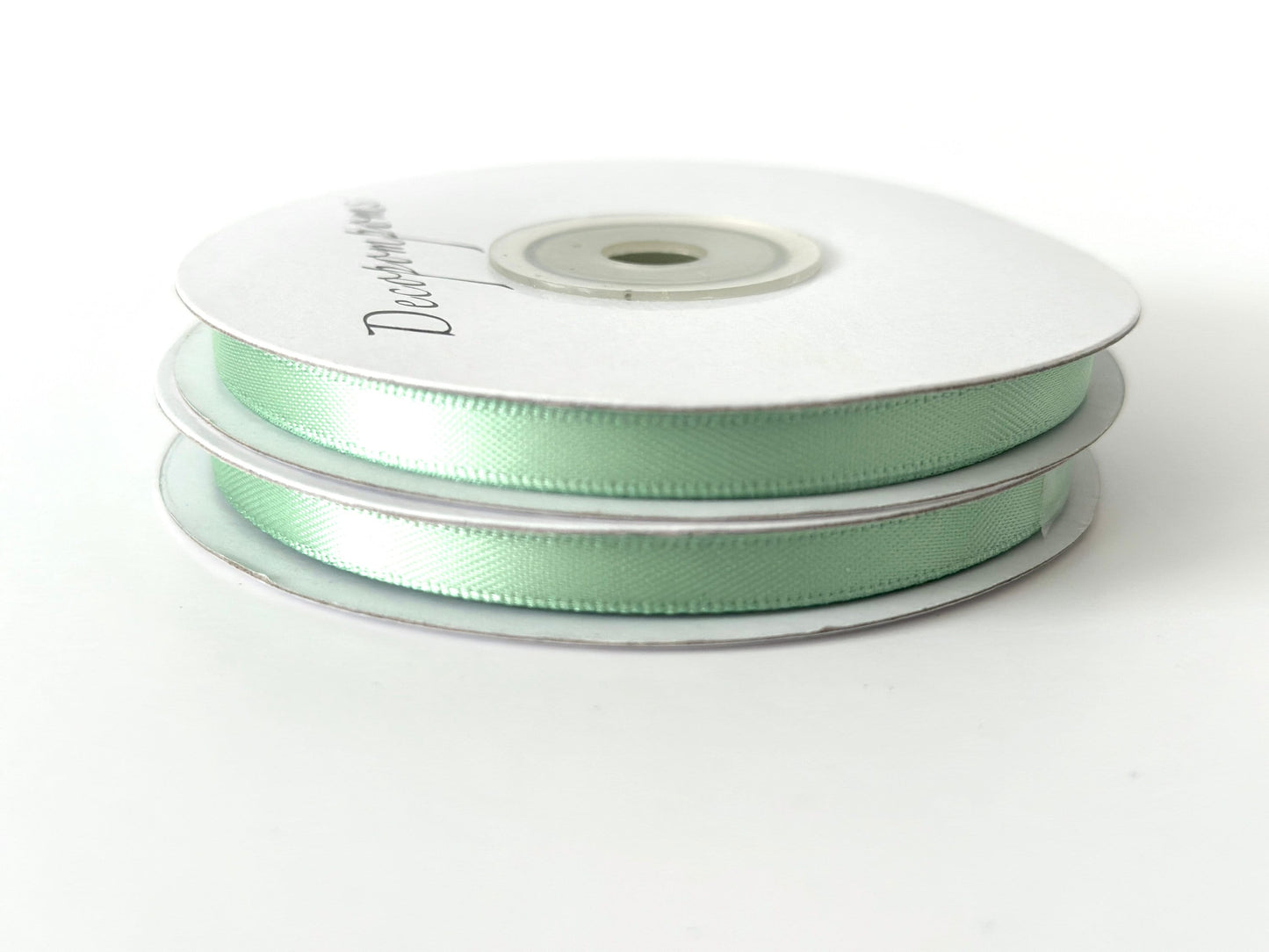 Sage green double sided satin ribbon roll