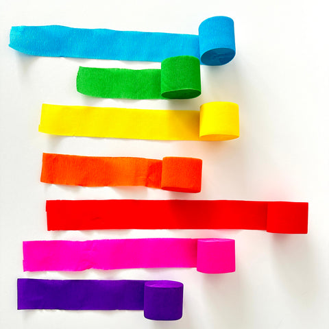 Rainbow colours crepe paper party streamers party decorations 7 colours70 Metres bright pom of colours birthday party wedding baby shower