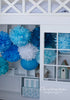 All Blue paper pom pom party decoration set  20 PSC Large paper flowers baby shower decor  Gender reveal party Birthday party decorations