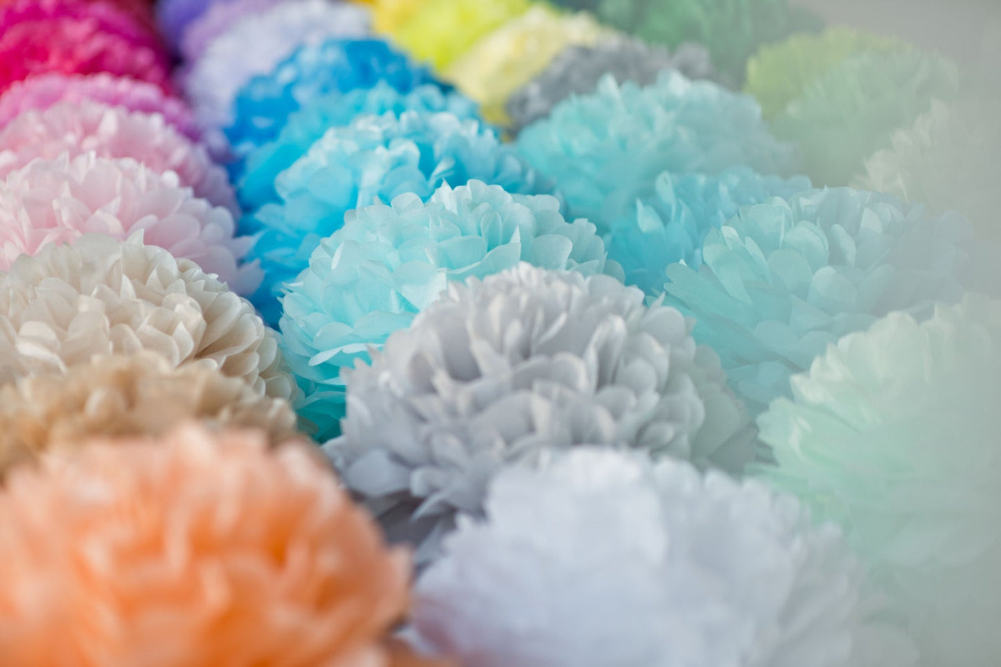 Tissue Paper Pom Poms – Set of 14 Fluffy Party Decorations for Weddings, Showers, Birthdays, and Custom Events