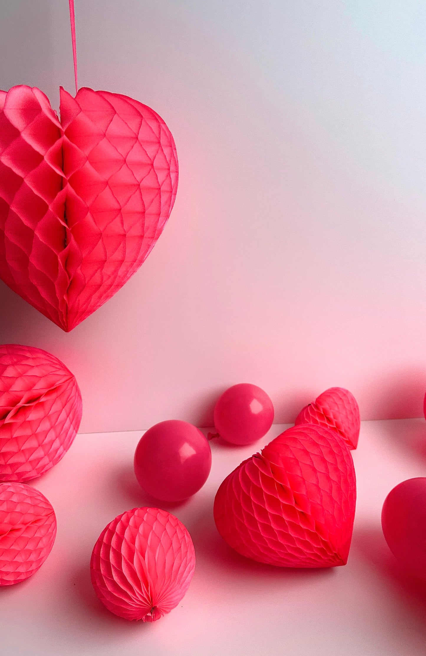 Pink Paper honeycomb hearts party decoration set of 3  Valentines day Wedding baby shower birthday bridal shower decor house warming gift